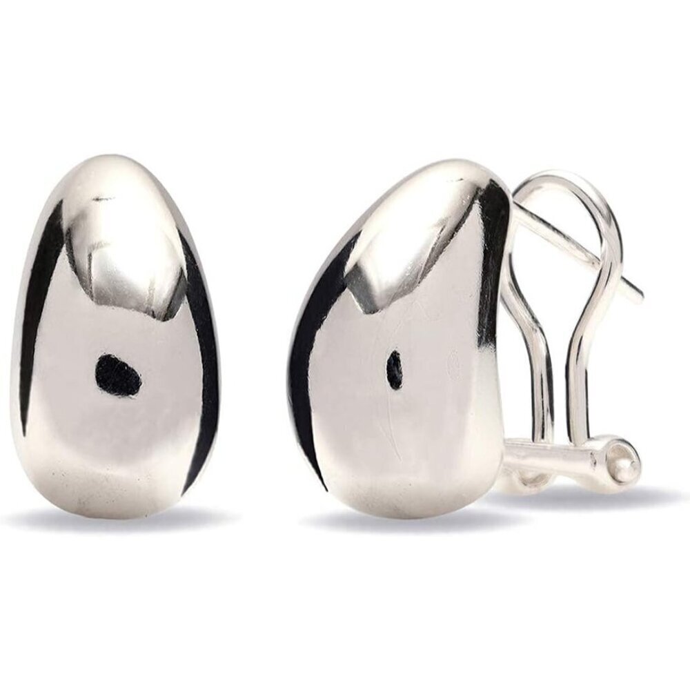 🆕 Women Silver Pierced Stud Earrings Sterling Medium Large Omega Back Jewelry